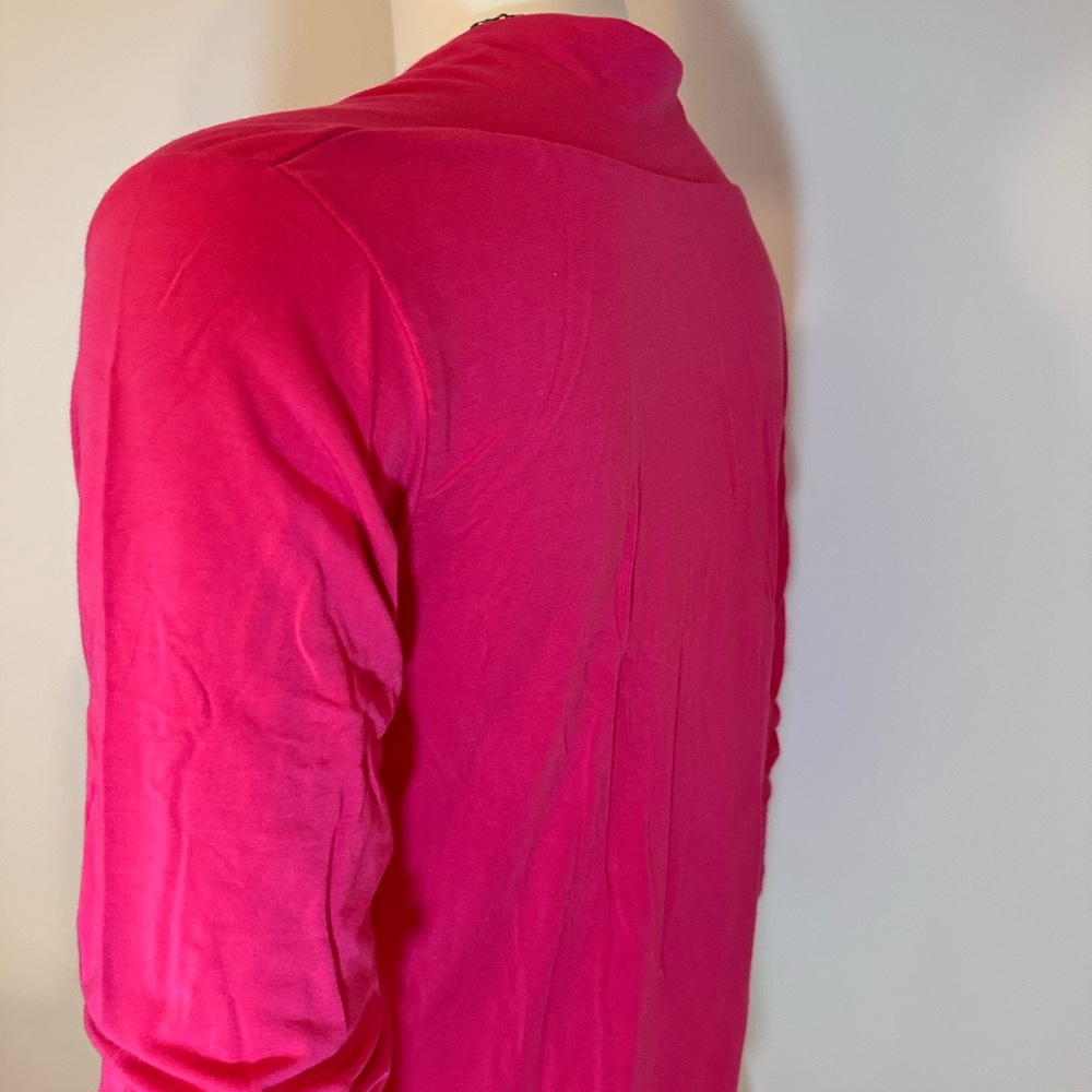 Ruby Ribbon Red/Pink Ruched Square-Neck 3/4 Sleeve Top Size L - Picture 6 of 16